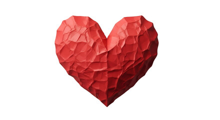 Red Crumpled Heart on Black Background