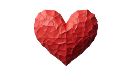 Red Crumpled Heart on Black Background