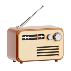 Obraz premium Retro Radio 3D Render on White Background