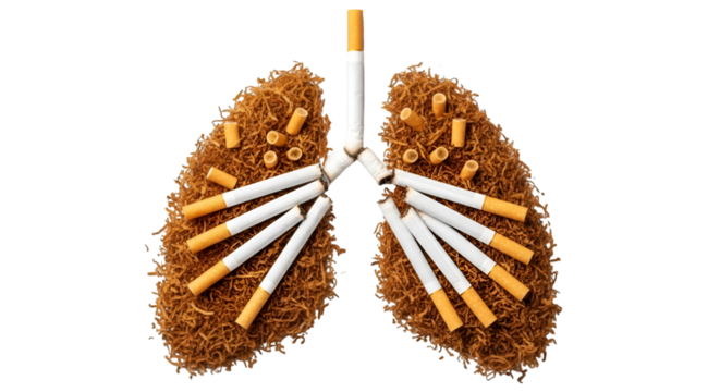 Cigarettes Forming Lungs on Black Background