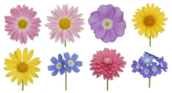 Assortment of Colorful Flowers on Black Background