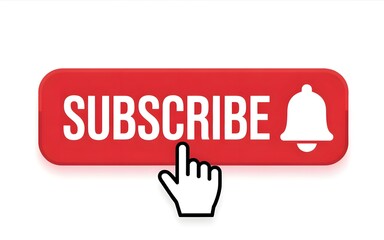 Red Subscribe Button with Notification Bell Icon and Cursor