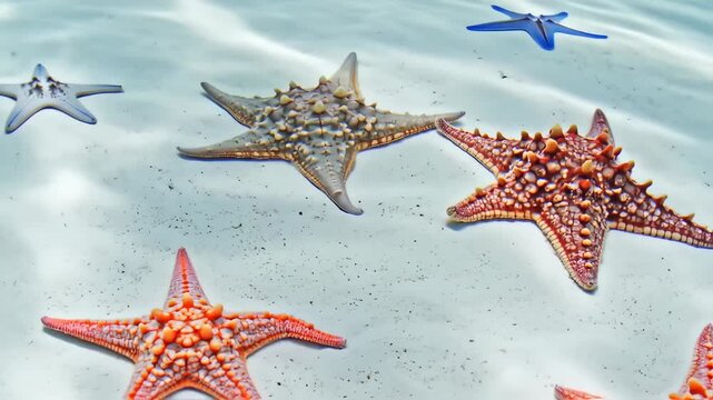 Starfish Garden: A captivating underwater scene with colorful starfish