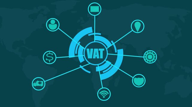 Global VAT System Network with World Map and Connecting Nodes value added tax