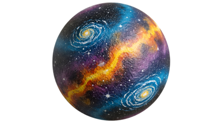 Painted Sphere Depicting a Vibrant Galaxy