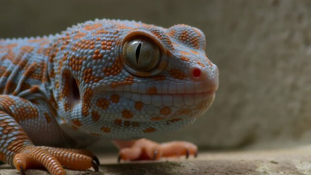 Close up tokay gecko with orange spots