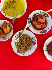 Rojak Petis, a mixed salad lathered with a thick savoury sauce of shrimp paste and crushed peanut. A traditional fruit and vegetable salad dish commonly found in Indonesia, Malaysia and Singapore.