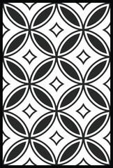 Fototapeta premium Luxury Black and White Floral Pattern | Stylish Geometric Tile Design for Fabric, Interior, Wallpaper, and Fashion | Classic Digital Texture with Ornamental Aesthetic and Sophisticated Elegance