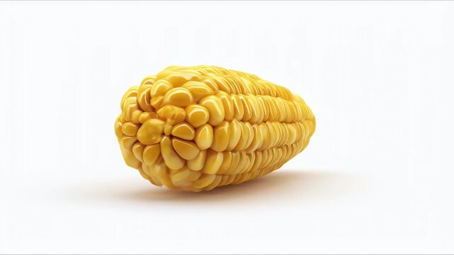 Fresh, Golden Corn on the Cob Isolated on White.