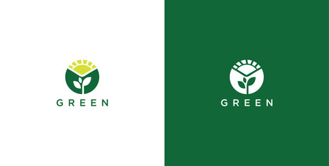 Fototapeta premium landscape logo with green grass
