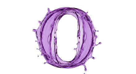 Purple Water Splash Forming the Number Zero
