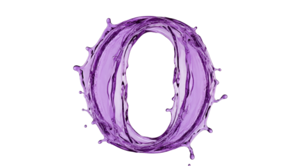 Purple Water Splash Forming the Number Zero