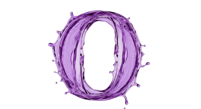 Purple Water Splash Forming the Number Zero