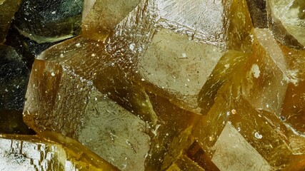 Garnet (grossular, andradite, hessanite) macro crystals. Sinyaya Rechka deposit mineral, Far East,...