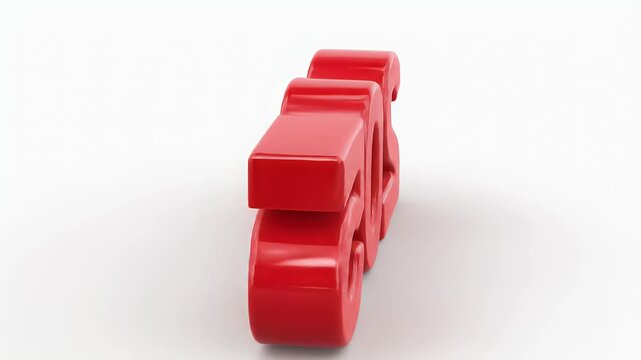 Red 3D Numbers 205 on White Background.
