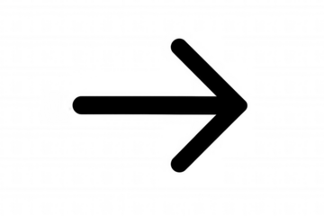 Black arrow pointer symbol indicating next direction, right information, or forward progress on transparent background