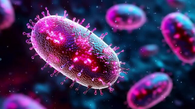 Highly detailed 3D render of Monkeypox Poxvirus structure in a microscopic environment illustrating infectious disease and global health threats