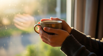 hands holding a mug