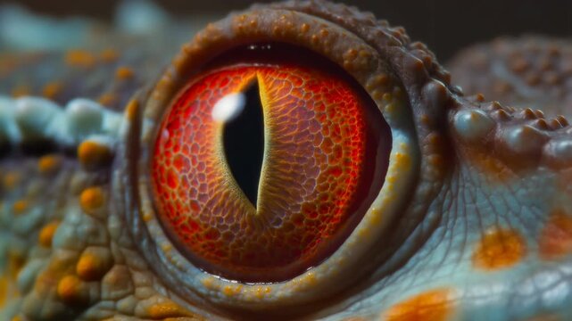 Tokay gecko reptile eye blinking macro