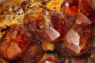 Andradite from Dalnegorsk skarns — orange-brown dodecahedral macro crystals. Valuable mineral for geology and scientific research