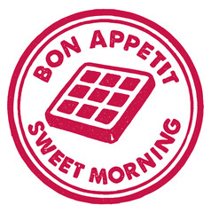 Enjoying a sweet morning with chocolate and good food red rubber stamp