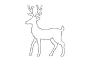 Reindeer silver outline design on transparent background
