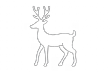Reindeer silver outline design on transparent background