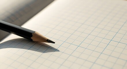 Sharpened Black Pencil on Grid Notebook for Study and Planning
