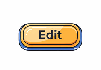 Orange Edit Button with Blue Outline and Glossy Effect.