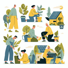 Forest volunteer team vector