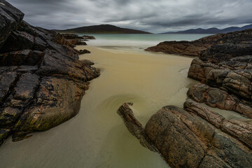 Long Exposure of Luskentyre Beach looking towards Taransay and the Harris Hills, Isle of Harris, Scotland