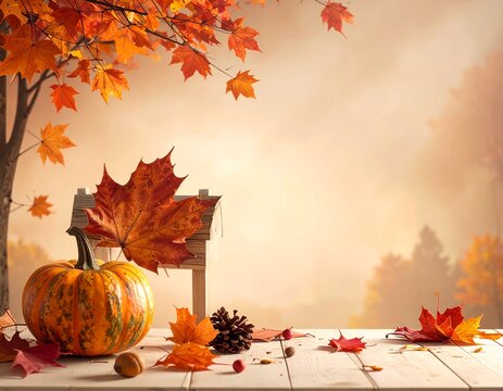 autumn background with pumpkins - Powered by Adobe
