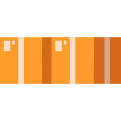 Abstract digital illustration of stylized orange and white geometric shapes against a transparent background