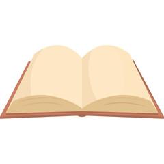 An open antique book with tan pages and a brown cover on a transparent background with a pixelated art style