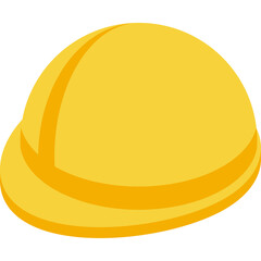 A Yellow Hard Hat Icon on a Transparent Background Representing Construction Safety and Industrial Workwear
