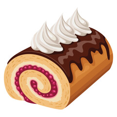 Bakery assortment jam sponge roll icon vector illustration sweet food design element suitable for dessert pastry cafe or confectionery themed artwork