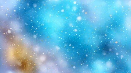 Obraz premium Enchanting blue and gold abstract bokeh with glowing light particles in dynamic blur