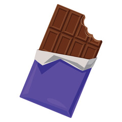 Chocolate bite in wrapper vector illustration ideal for confectionery dessert packaging candy design and sweet delicious chocolate themed creative artwork