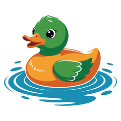 Cute duck cartoon swimming isolated on white background vector illustration ideal for children animal design or nature themed creative artwork concept