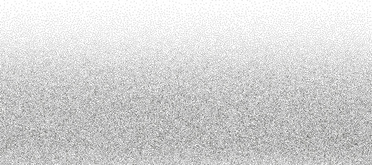 Gritty monochrome gradation background with sand halftone texture. Noise texture with black, silver and white gradient, stipple dot. Retro grunge overlay bg, modern paper poster. Trendy grain vector