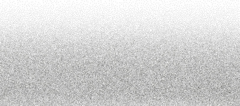 Gritty monochrome gradation background with sand halftone texture. Noise texture with black, silver and white gradient, stipple dot. Retro grunge overlay bg, modern paper poster. Trendy grain vector