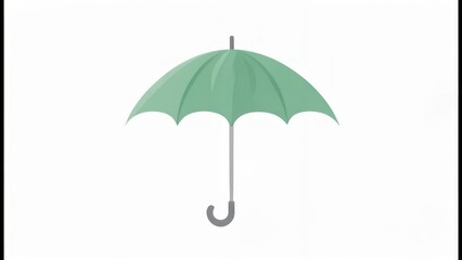 A teal umbrella open against a white background, simple graphic style, perfect for design