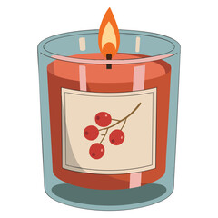 Vector illustration aroma candle concept round interior decor with branch home decoration romantic meeting poster banner cartoon flat style artwork