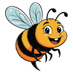 Obraz premium Vector illustration of cute cartoon bee isolated on white background ideal for mascot design children insect character or playful creative artwork
