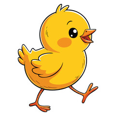 Vector illustration of cute yellow baby chicken easter design little cartoon chick isolated on white background symbol of spring holiday decoration
