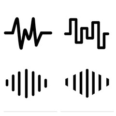 Four Sound Wave Icons for Audio Visualization