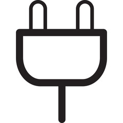 Black Electrical Plug Outline Isolated On Transparent Background Simple Vector Icon Representing Power Connection And Energy Supply
