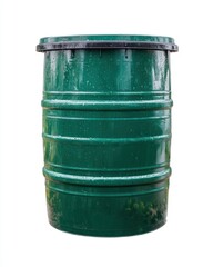 Wet green barrel for waste or storage purposes.