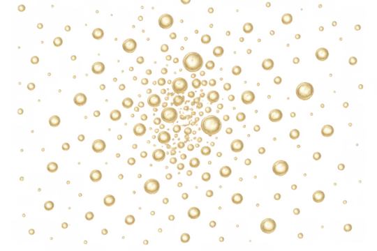 Golden bubbles rising abstract pattern transparent background