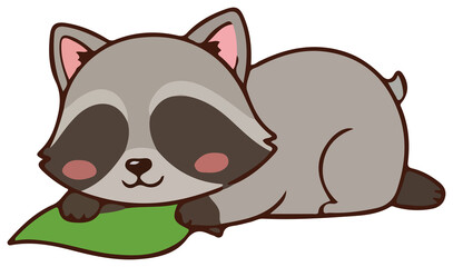 Naklejka premium Cute Sleepy Racoon Sticker